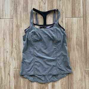 Prana Sway double-layered gray tank with built-in bra Size XS EUC